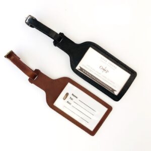 Leather Bottle Luggage Tag, Olive & Poppy