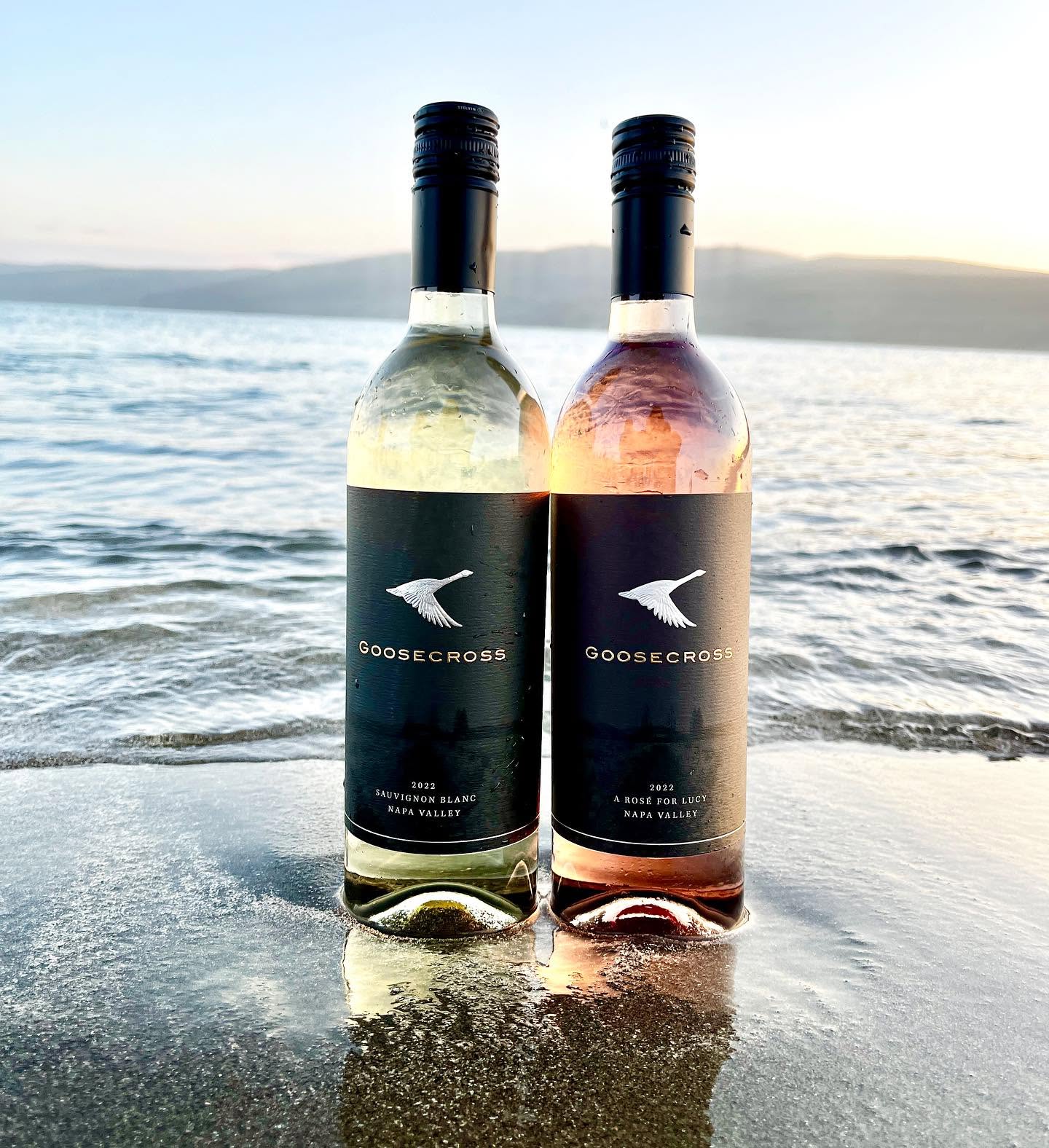Goosecross, beach vibes with a bottle of rosé