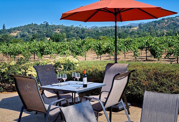 Zialena Winery - Outdoor Patio overlooking vineyard